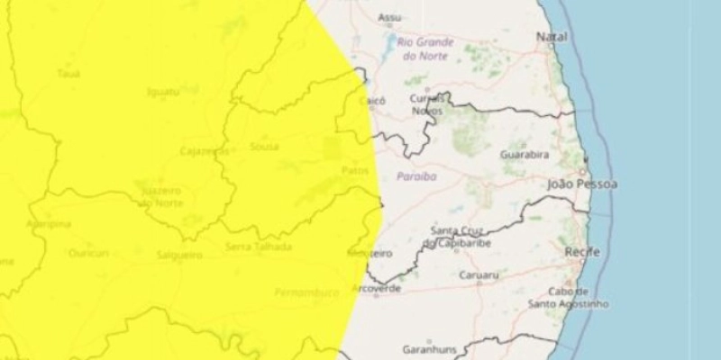 Inmet emite alerta amarelo de baixa umidade para 91 cidades do interior da Paraíba