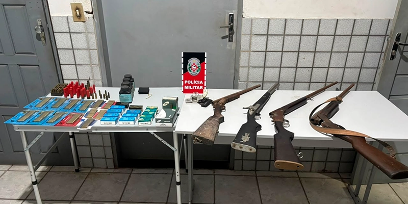 Polícia militar apreende cinco armas de fogo e grande quantidade de munições após disparos na Paraíba
