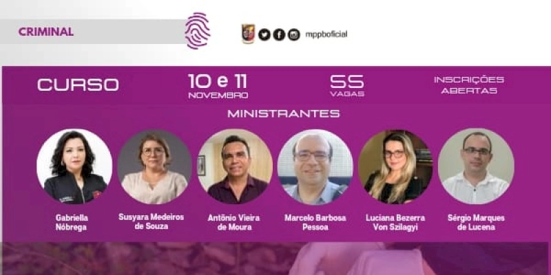 MPPB inscreve para curso sobre produção e exploração de prova pericial