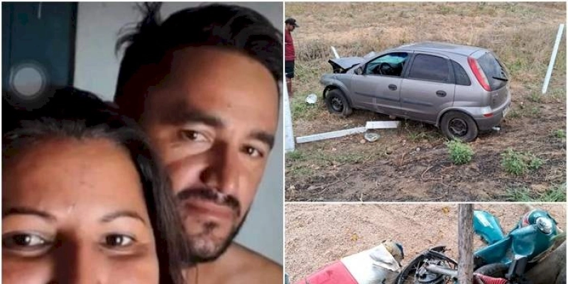 TRAGÉDIA - Forte colisão entre carro e moto mata casal, entre Aparecida e São Francisco