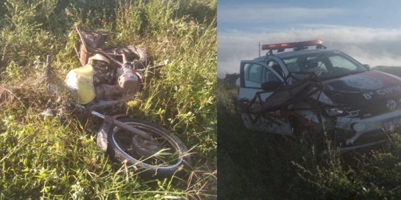 NA PB: Grave acidente envolvendo viatura da polícia militar e motocicleta, tira a vida de marchante 