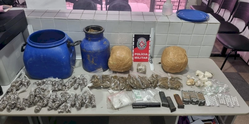 Operação apreende drogas, explosivos e carregadores de pistola