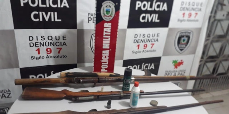 Três armas de fogo são apreendidas e uma pessoa presa pela PM em Sousa