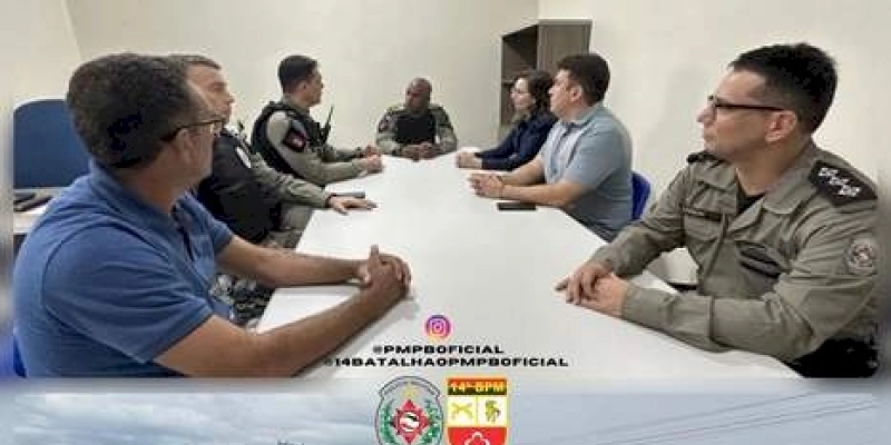 Comandante Geral da Polícia Militar reuniu-se com o comandante do 14º Batalhão e representantes da prefeitura de Sousa para mais avanços na segurança pública