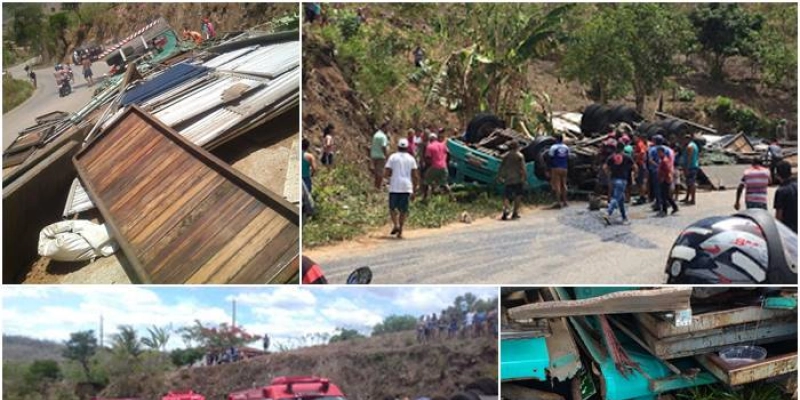 TRAGÉDIA - Caminhão com placa de Sousa tomba e mata duas pessoas e deixa outra ferida em rodovia na PB