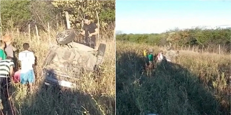 Carro capota diversas vezes, durante ultrapassagem arriscada