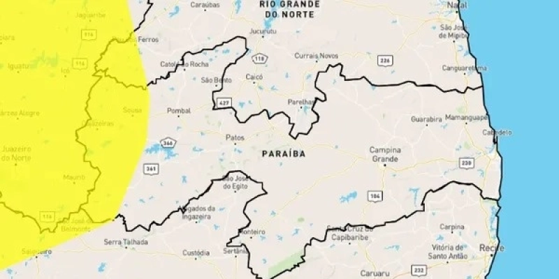 Alerta de chuvas intensas é emitido pelo Inmet para Sousa, Aparecida, São Francisco e outras 31 cidades paraibanas   