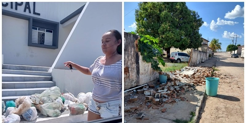 Lixo nas Ruas, esgotos a céu aberto, atraso salarial, muro do Hospital no chão, fazem parte do cenário caótico da Gestão de Santa Cruz