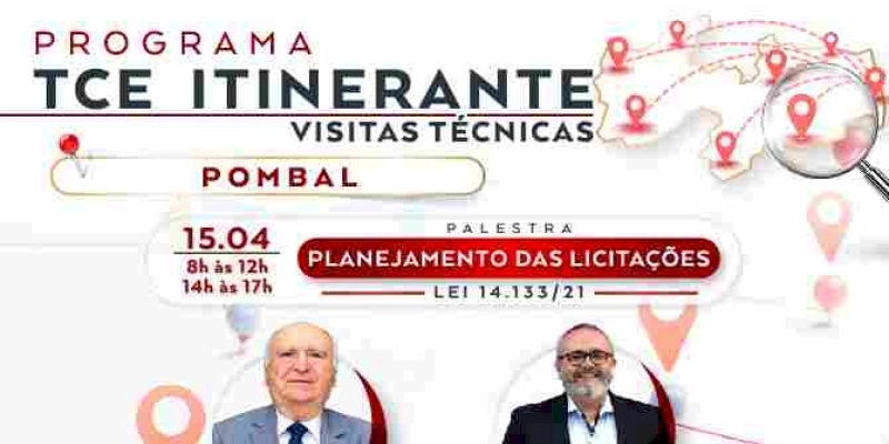 Programa TCE Itinerante em Pombal vai aborda Planejamento de Licitações e visitas técnicas