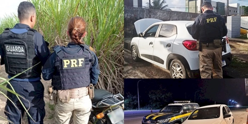 Três veículos são recuperados, duas pessoas são detidas e uma vítima de sequestro é localizada pela PRF na Paraíba durante o último final de semana