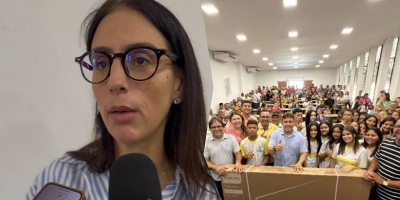 Secretária de Educação explica investe R$ 1,2 milhão e entrega 300 smart TVs para escolas municipais pelo prefeito Helder Carvalho 