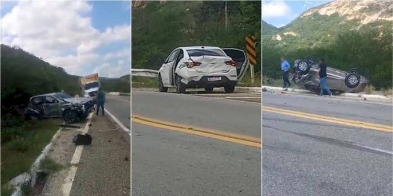 Grave acidente envolve caminhão e mais três carros na BR-230, na Serra de Santa Luzia