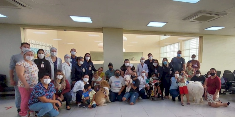 Pacientes do Hospital Metropolitano participam de sessão de terapia com cães 
