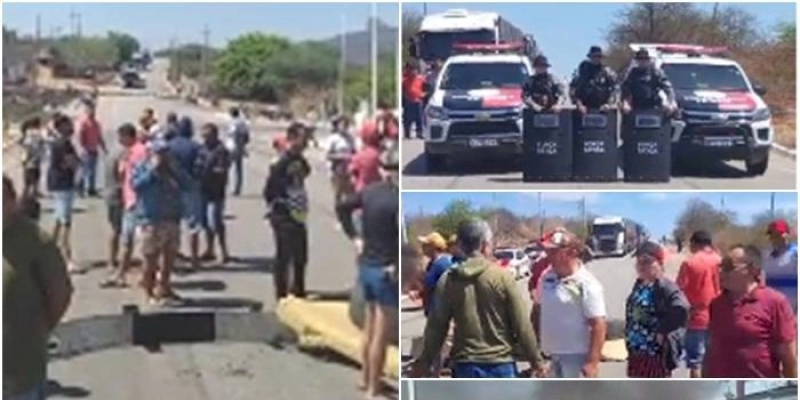 Moradores bloqueiam a PB-325, para reivindicar fechamento de comportas de principal açude que abastece Jericó
