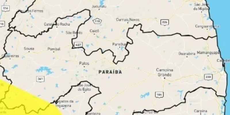 Inmet alerta para chuvas intensas em cidades da Paraíba; confira lista