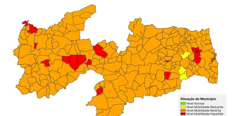 Pandemia piora na Paraíba, com aumento de cidades em bandeira vermelha