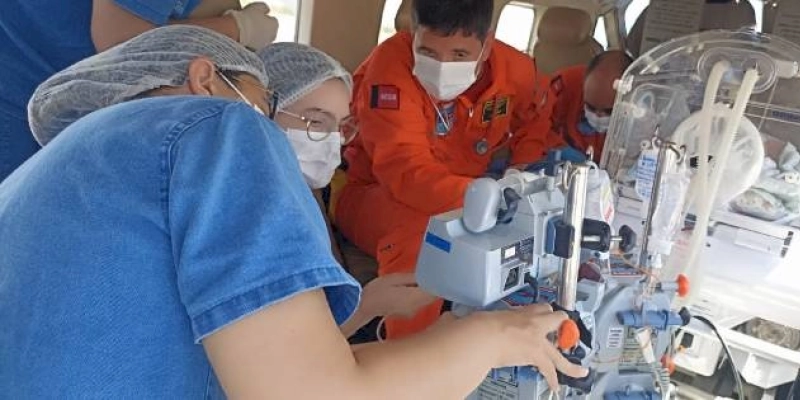 Resgate aeromédico transfere bebê com cardiopatia complexa para receber assistência especializada no Hospital Metropolitano