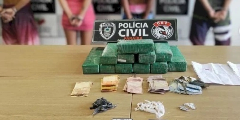Três homens são presos e adolescente é apreendida com grande quantidade de drogas, na PB 