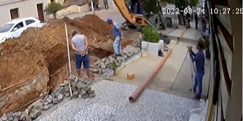 Vídeo mostra exato momento em que trabalhador morre soterrado durante obra no Sertão paraibano
