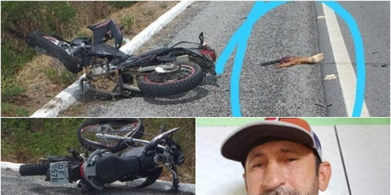 Homem morre em grave queda de moto no sertão do estado e, tem perna decepada; imagens 