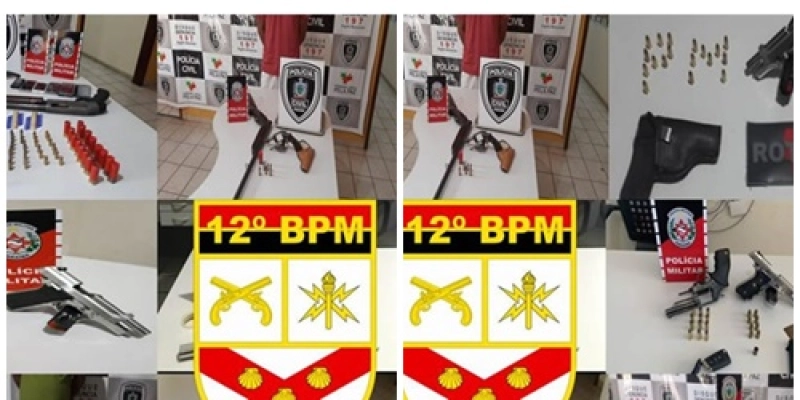 Policiais Militares do 12º BPM já apreenderam em 2019 o dobro de armas de fogo em relação ao ano passado