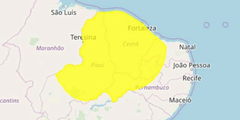Inmet emite alerta de perigo potencial de chuvas intensas para 81 municípios da Paraíba