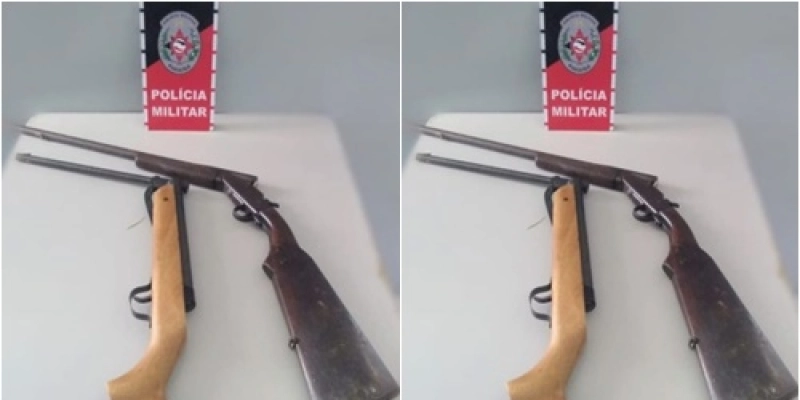 Duas armas de fogo são apreendidas pela polícia militar e proprietário é conduzido a DP 