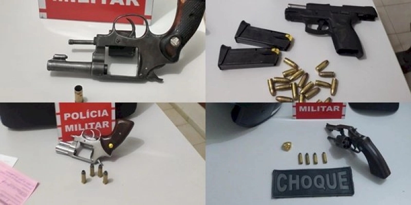 Quatro armas de fogo são apreendidas pela polícia militar na cidade de Sousa; confira 