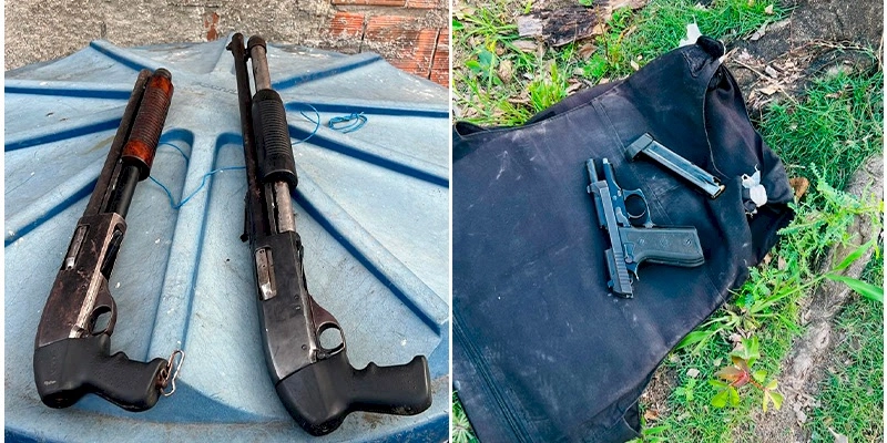 Polícia prende dupla com espingardas, pistola e coletes balísticos