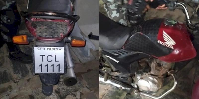 Moto com chassi e motor adulterados é apreendida pela polícia militar, em Nazarezinho 
