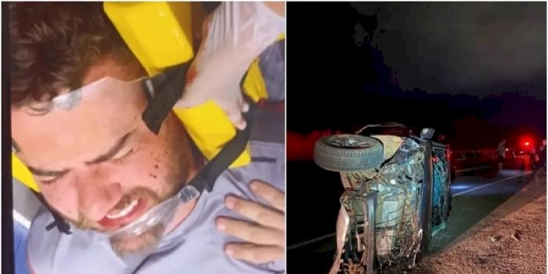 Cantor Zé Neto sofre acidente de carro no interior de MG