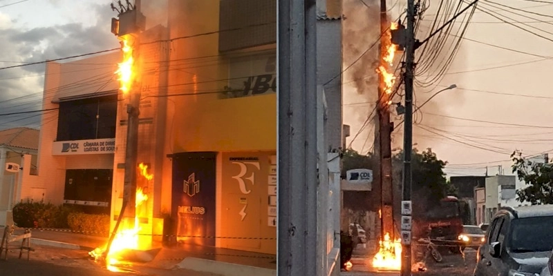 Transformador da Energisa explode no Centro de Sousa, e traz transtorno a população
