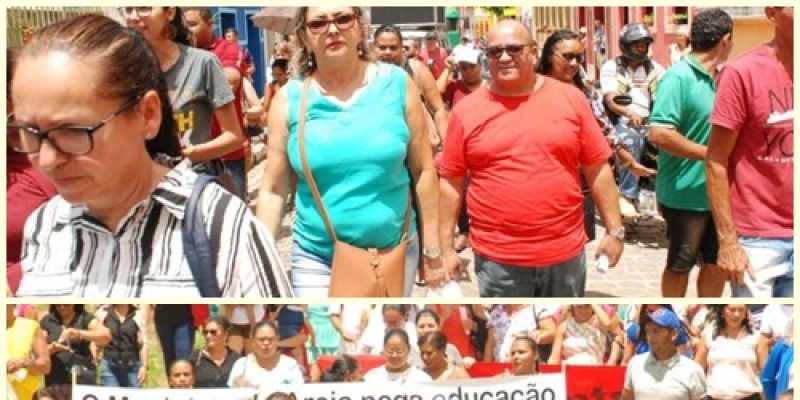 Professores do município paraibano cruzam os braços, denunciam caos na educação e falta de pagamento de benefícios