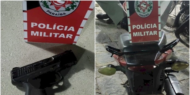 Policiais Militares apreendem simulacro de pistola, recuperam moto roubada, e prendem dois indivíduos no Núcleo III, em Sousa