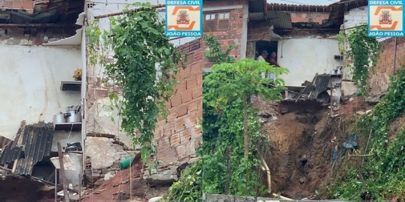 Defesa Civil interdita casa no Castelo Branco após desabamento de parte do imóvel