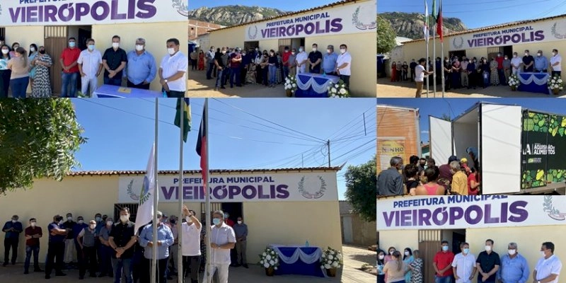 Prefeito Célio entrega obras, UBS, anuncia reforma do Mercado Central, pavimentação nos 27 anos de emancipação de Vieirópolis; Vídeos