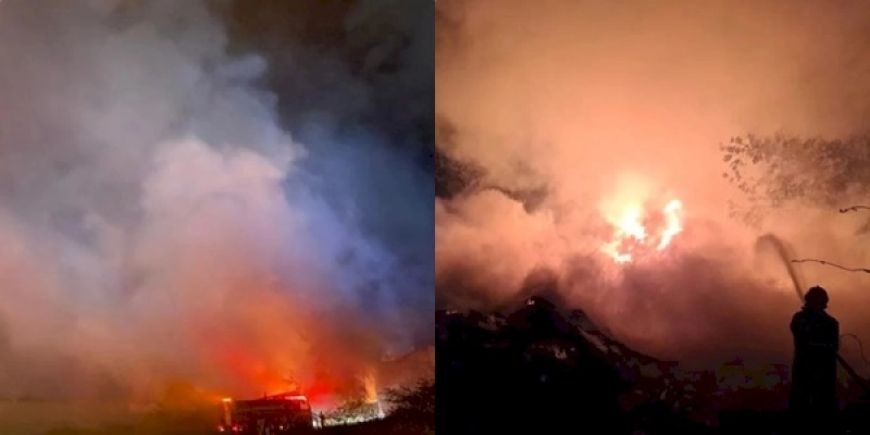 Corpo de Bombeiros é acionado para conter incêndio em depósito de recicláveis 