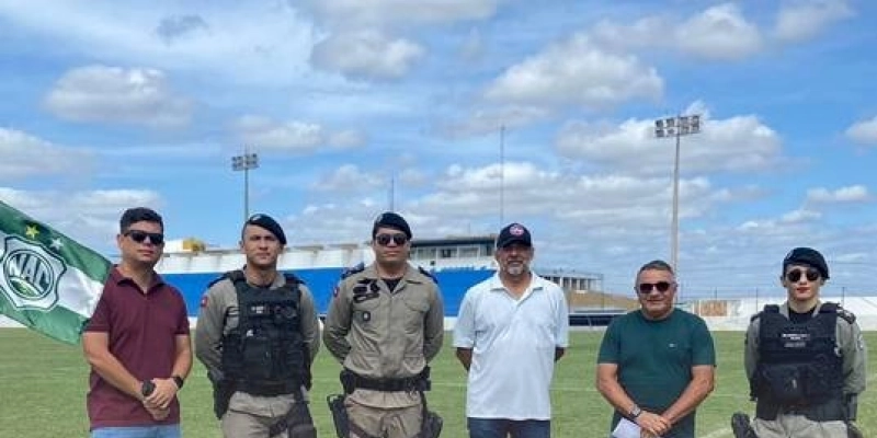 Polícia Militar realiza vistoria prévia no Estádio José Cavalcanti juntamente com representantes da prefeitura e do Nacional em Patos