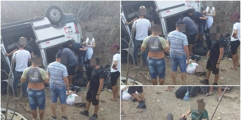 Veículo com equipe de Gusttavo Lima capota, após show na cidade de São Bento, no Sertão paraibano