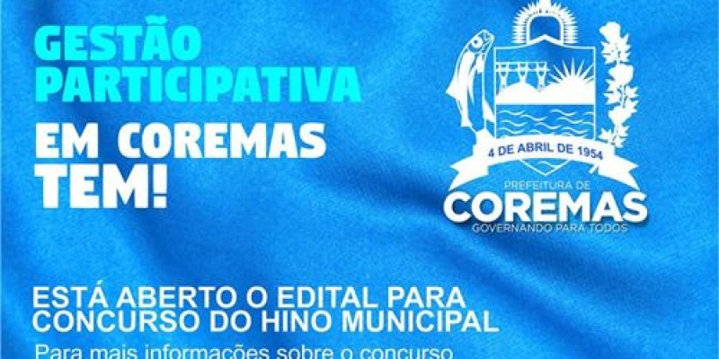 Prefeitura de Coremas abre inscrição para composição do hino Municipal 