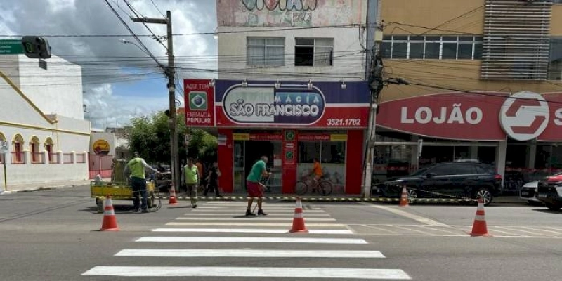 Superintendência de Transporte e Trânsito de Sousa intensifica trabalho de revitalização de faixas de pedestre