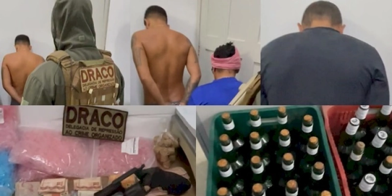 DRACO apreende, loló, crack, cocaína, arma, dinheiro, maconha, balança de precisão e prende três pessoas
