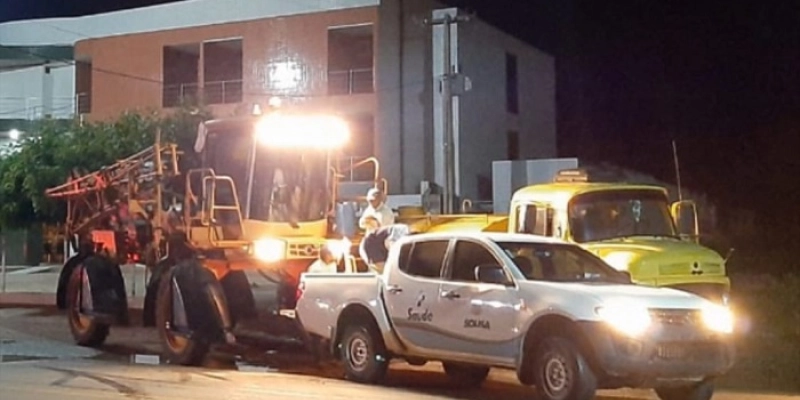 CORONAVÍRUS: Prefeitura de Sousa realiza 3ª etapa do trabalho de desinfecção em Ruas e Avenidas com maior fluxo