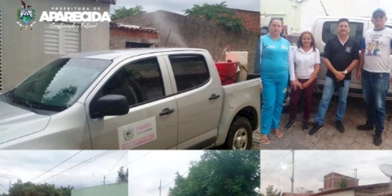 Ação de pulverização de inseticida em combate ao Aedes aegypti é realizada pela prefeitura municipal de Aparecida, nas avenidas da cidade 