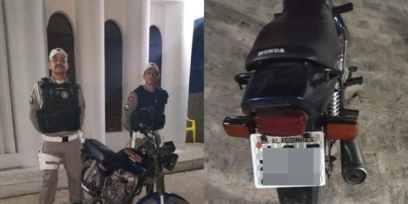 Policiais da 5° CPTRAN apreendem mais uma motocicleta com restrição de roubo/furto, na cidade de Sousa