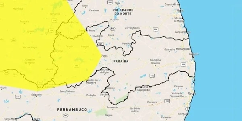 Alerta de chuvas intensas é emitido pelo Inmet para 43 cidades do Sertão da PB; veja lista
