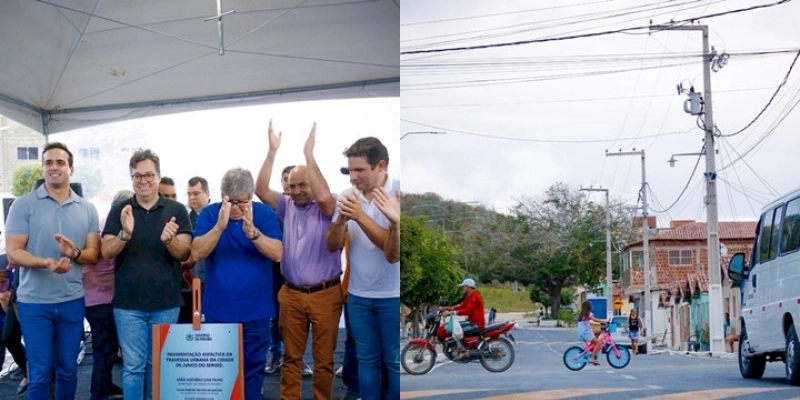 Ao lado do governador, Júnior Araújo celebra entrega do Programa Travessias Urbanas, em Junco do Seridó