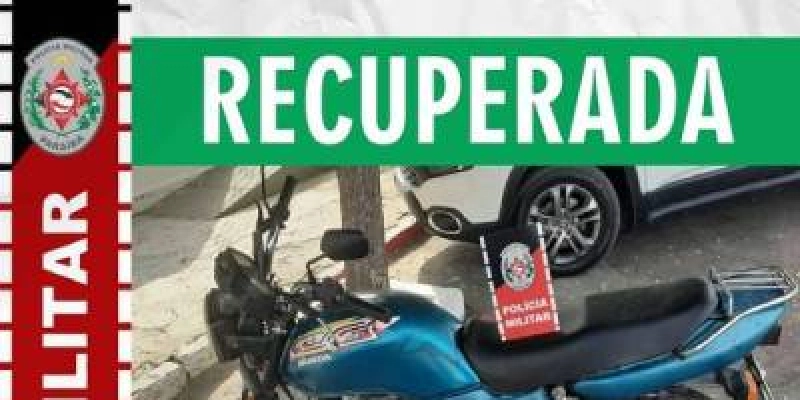 Polícia Militar recupera motocicleta tomada de assalto dois dias atrás; veja