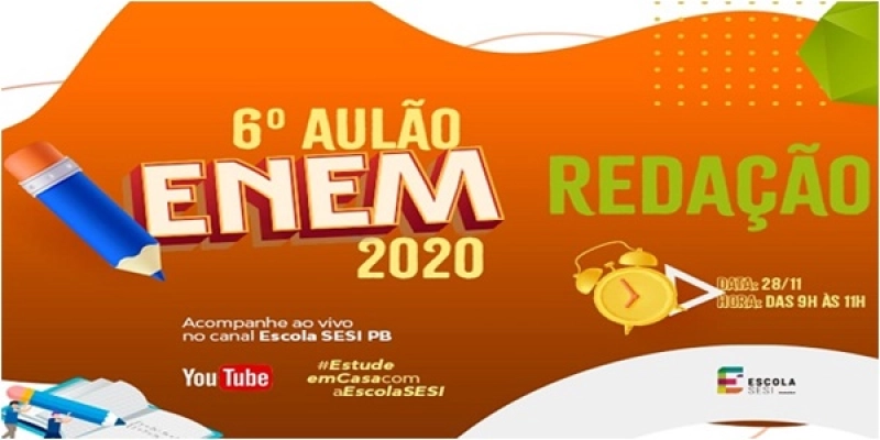 Sesi-PB realiza aulão de redação para o Enem dia 28 de novembro