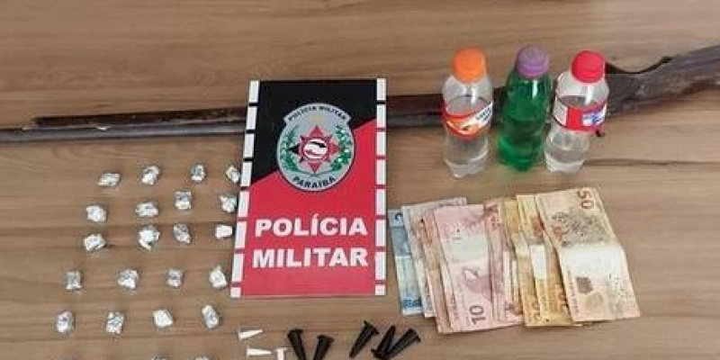 Em Sousa, Polícia Militar prende em flagrante suspeito de tráfico de drogas e posse ilegal de arma de fogo